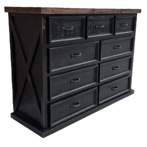 RUSTIC FARMHOUSE DRSSER WITH 9 DRAWERS, INSPIRED BY CLASSIC BARN DOOR STYLE