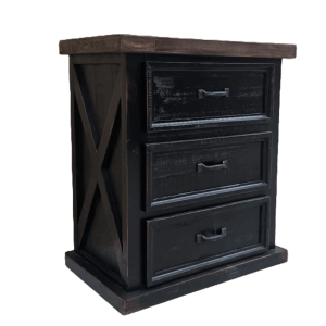 RUSTIC FARMHOUSE NIGHTSTAND WITH 3 DRAWERS , INSPIRED BY CLASSIC BARN DOOR STYLE
