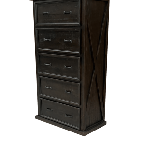 RUSTIC FARMHOUSE CHEST WITH 5 DRAWERS , INSPIRED BY CLASSIC BARN DOOR STYLE