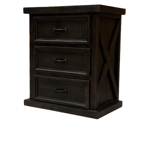 RUSTIC FARMHOUSE NIGHTSTAND WITH 3 DRAWERS , INSPIRED BY CLASSIC BARN DOOR STYLE