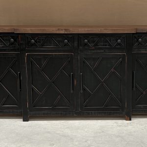 Rustic Server with 6 Paneled Doors Featuring an "X" Design