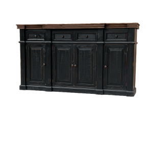 RUSTIC STYLE SERVER WITH 4 DOORS AND 3 DRAWERSFEATURING CROWN MOLDING AND FRAMED PANELS