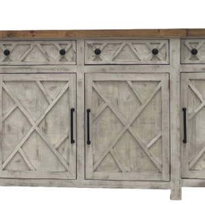 Rustic Geometric Carved Server