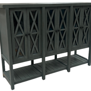 RUSTIC SERVER WITH 6 GLASS DOORS FEATURING A "X" DESIGN