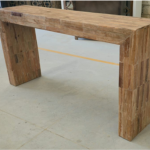 Havana Drift Console Table made of natural rustic wood with clean modern U-frame design